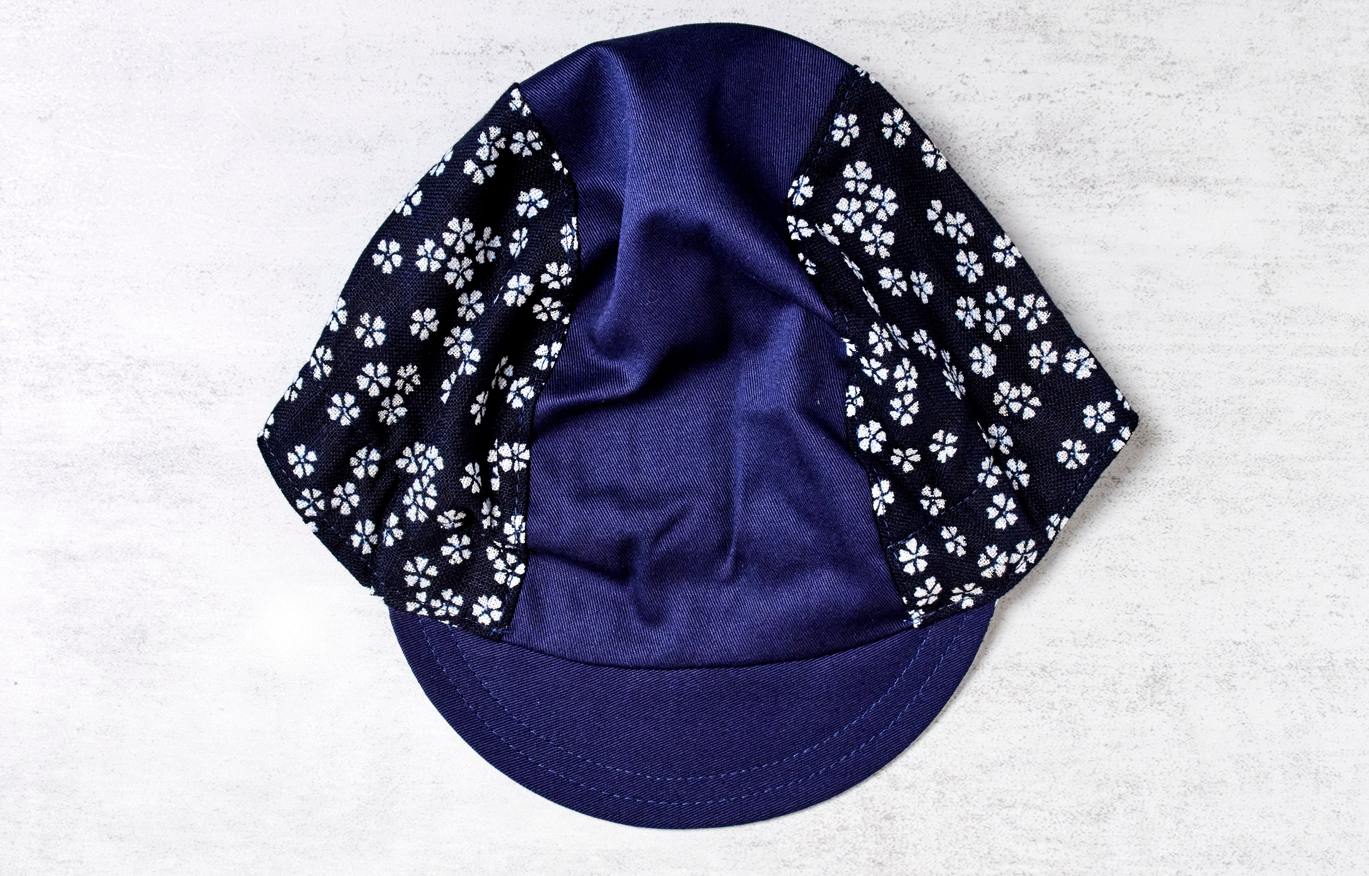 Little Blue Sashiko Sakura Cycling Cap