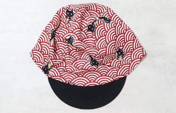 Sashiko Cats Maroon Cycling Cap