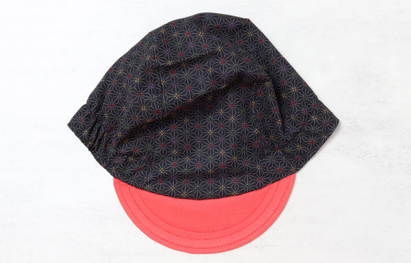 Little Sashiko Stars Black Cycling Cap