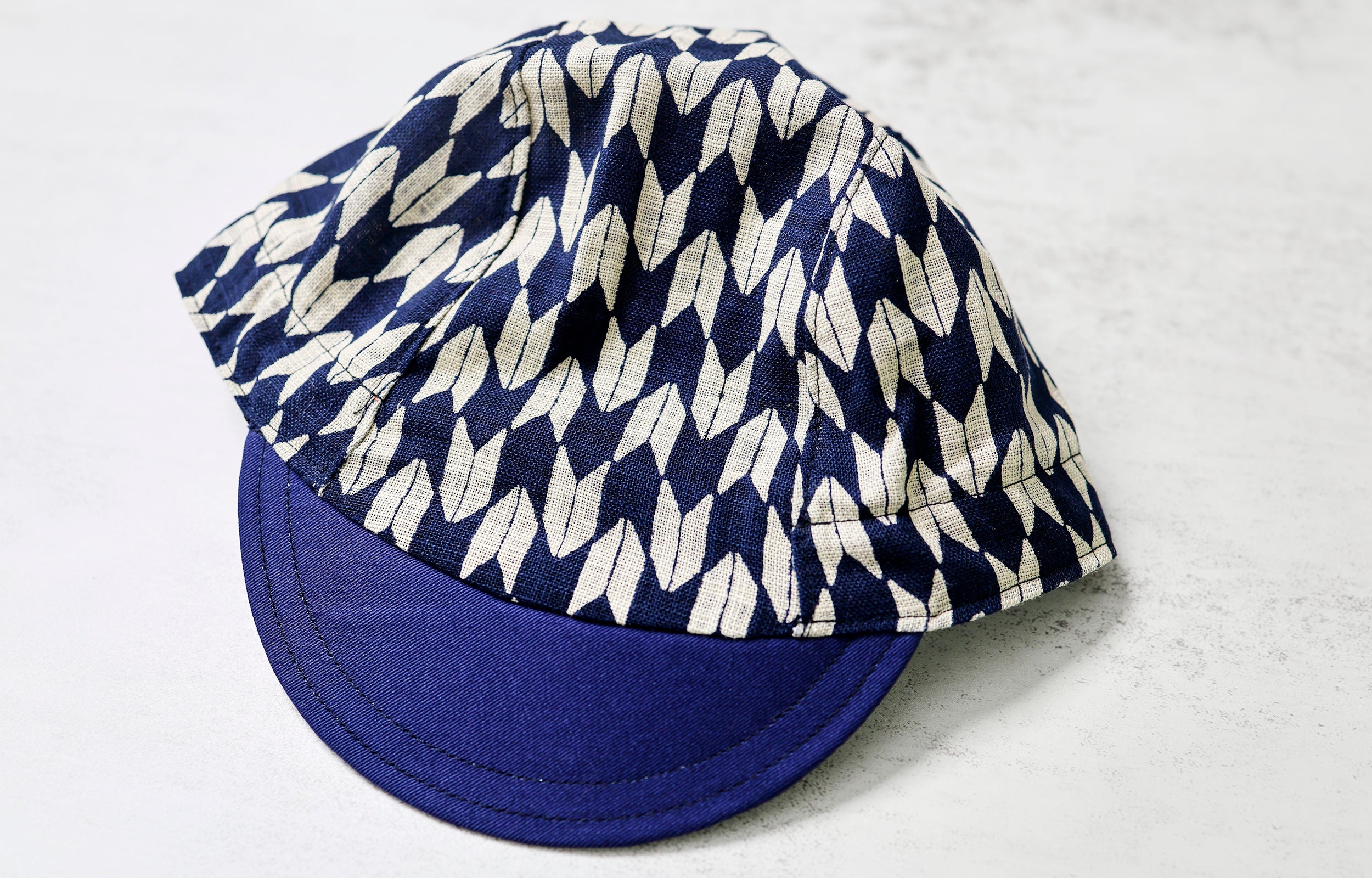 Sashiko Arrow Blue Cycling Cap