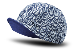Sashiko Wave Blue Cycling Cap
