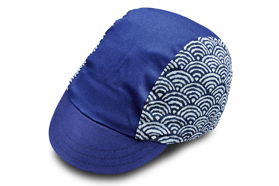 Little Sashiko Wave on Blue Cycling Cap