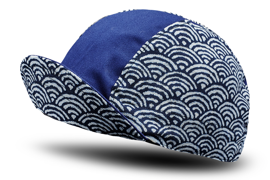 Little Sashiko Wave on Blue Cycling Cap